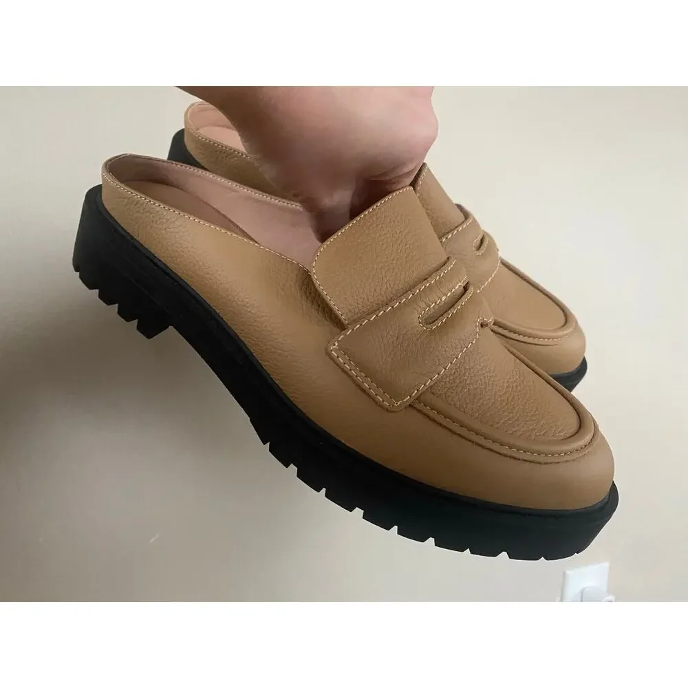 Perfect Condition WYDR Slip On Tan Leather Mules Loafers “Alex” Lug Mules Sz 10